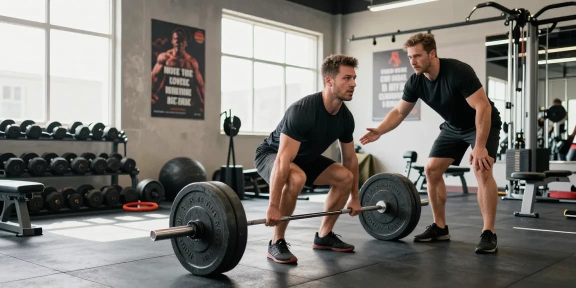 Prime Pharma Steroids sporter die deadlift uitvoert in moderne sportschool.