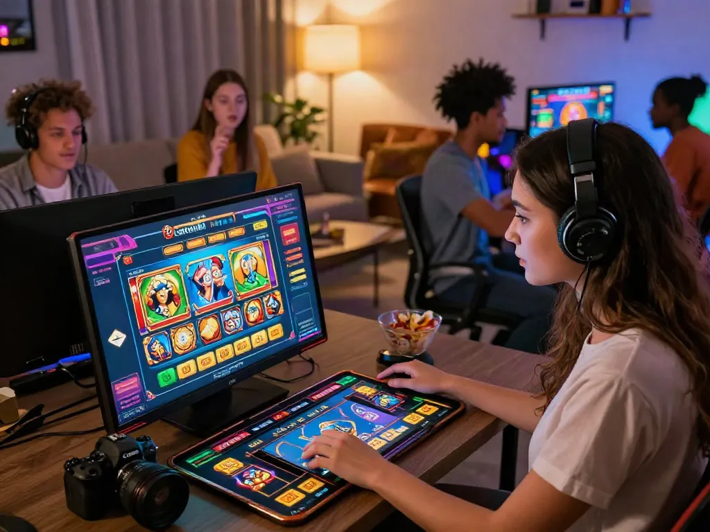 Exciting online gaming scene with players engaging in da88 slot games.