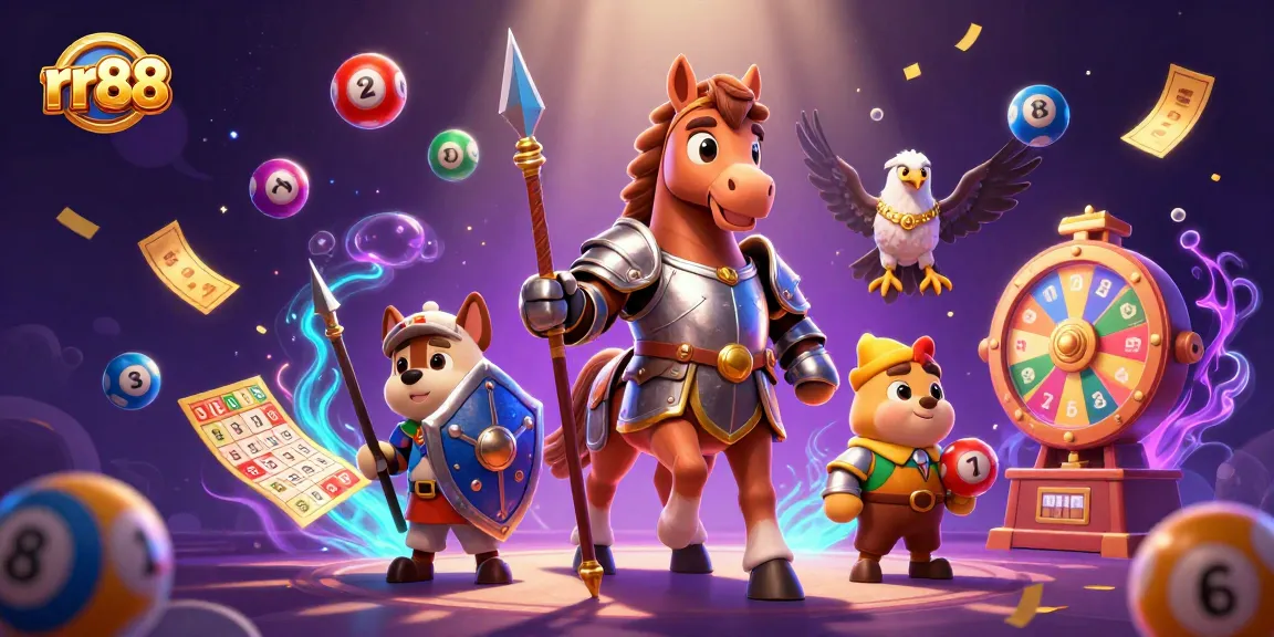 Join an epic rr88 adventure with a knight, squire, and falcon amid colorful gambling elements.